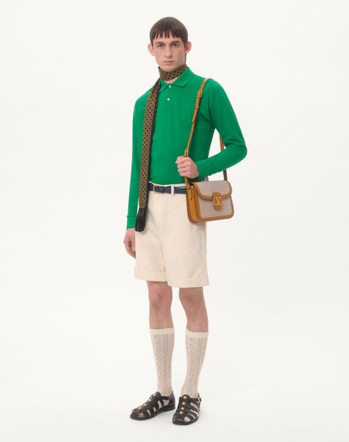 Valentino - Long-sleeved Cotton Piqué Polo Shirt With Vlogo Embroidery - Emerald - Man - Man Ready To Wear Sale