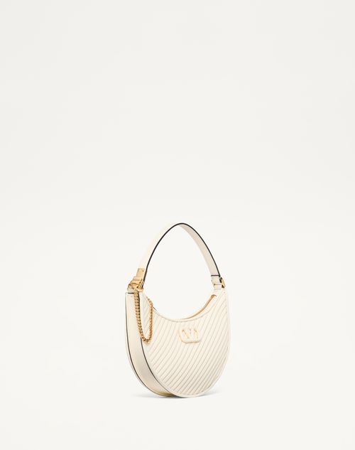 Valentino Garavani - Mini Vlogo Signature Hobo Bag In Leather - Ivory - Woman - Valentino Garavani Vlogo Signature