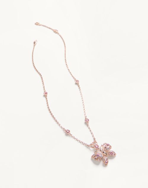 Valentino Garavani - Flutterby Metal And Swarovski Crystals Necklace® - Rose Gold/crystal - Woman - Jewellery