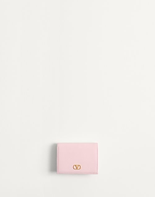 Valentino Garavani - Vlogo Signature Grainy Calfskin Wallet - Rose Quartz - Woman - Wallets And Small Leather Goods