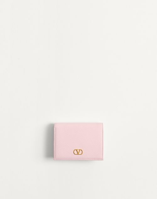 Valentino Garavani - Vlogo Signature Grainy Calfskin Wallet - Rose Quartz - Woman - Wallets And Small Leather Goods