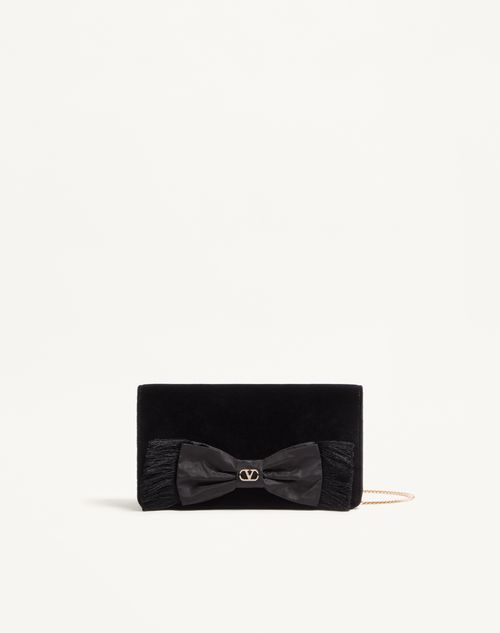 Valentino Garavani - Vlogo Signature Mini Velvet Shoulder Bag - Black - Woman - Wallets & Cardcases - Accessories