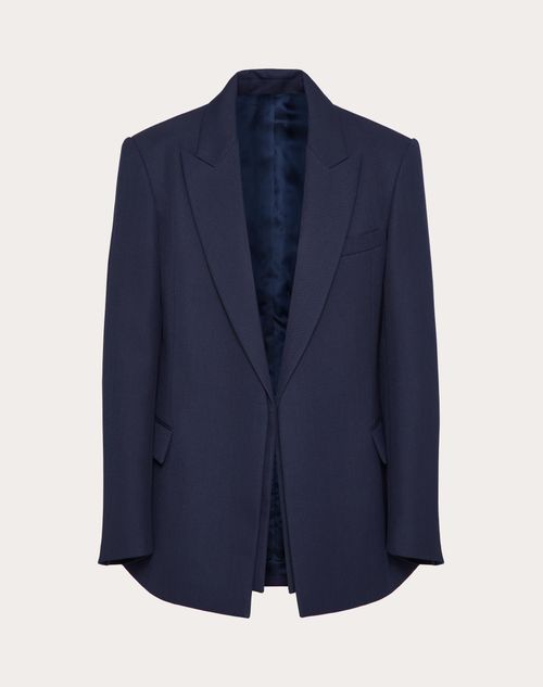 Valentino - Veste En Laine Technique Avec Construction Double - Bleu Marine - Homme - Manteaux Et Blazers