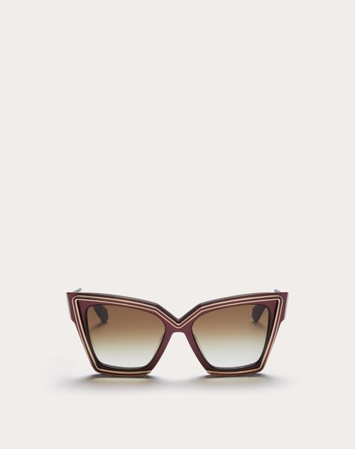 Valentino - „v – Grace“ Oversize Cat-eye-rahmen Aus Acetat Mit Titandetails - Bordeaux - Frau - Sonnenbrillen