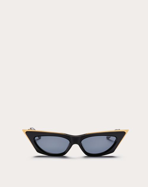 Valentino - V - Goldcut I Sculpted Thickset Acetate Frame With Titanium Insert - Black/gradient Grey - Woman - Eyewear