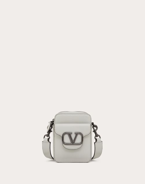 Valentino Garavani - Mini Valentino Garavani Locò Crossbody Calfskin Bag - Grey - Man - Bags