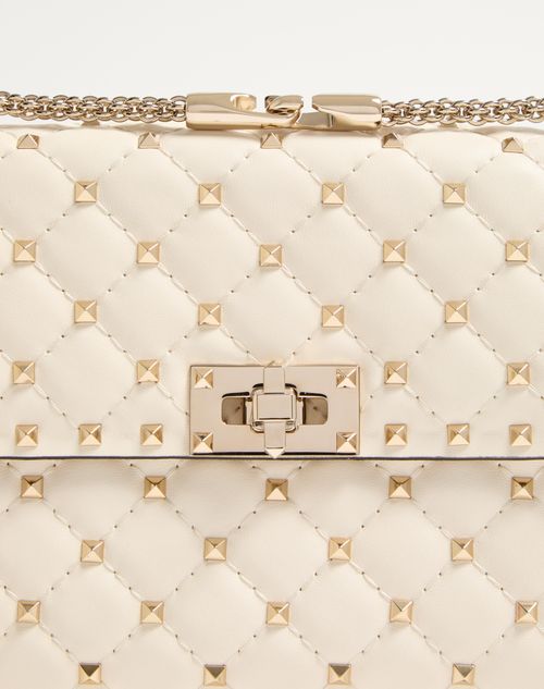 Valentino Garavani - Medium Nappa Rockstud Spike Bag - Light Ivory - Woman - Shoulder Bags