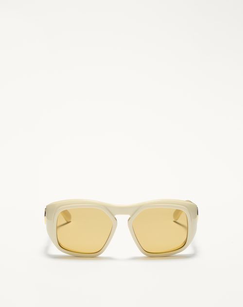 Valentino - Rectangular Acetate Frame - Ivory/amber - Unisex - Gifts For Her