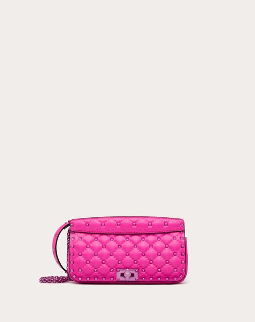 farmaceut bryder daggry Bank Rockstud Spike Calfskin Shoulder Bag for Woman in Pink Pp | Valentino US