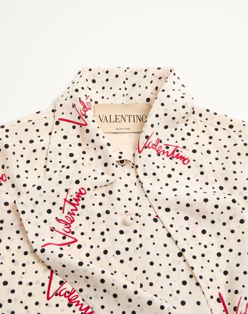 Valentino - Plus De Pois Crepe De Chine Bubble Shirt - Vanilla/multicolour - Woman - Shirts And Tops