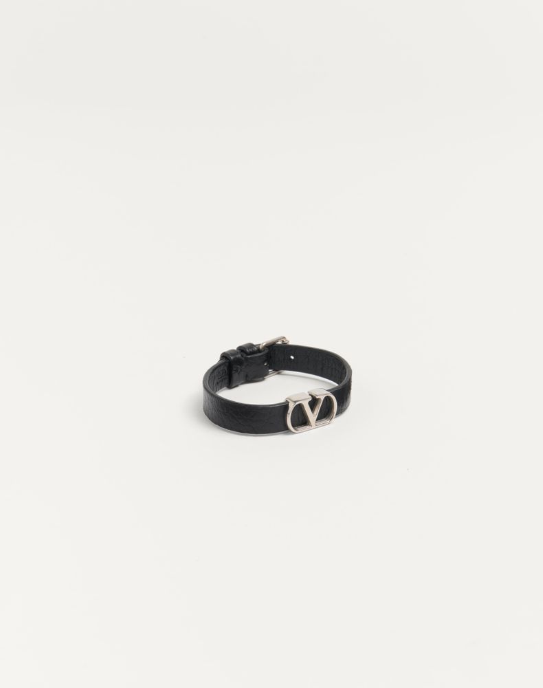 Valentino Garavani Vlogo Signature Grainy Calfskin Bracelet Man Black Uni