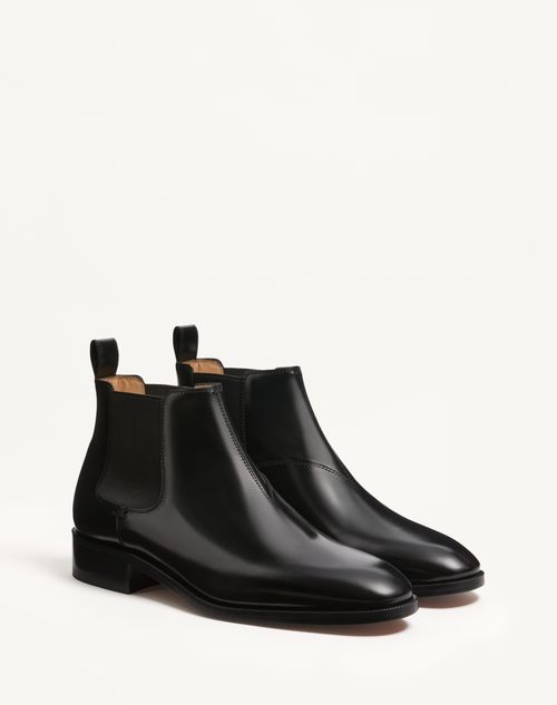 Valentino Garavani - Pas Des Dieux Ankle Boot In Calfskin - Black - Man - Shelf - M Shoes - Boots