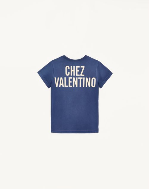 Valentino - Printed Cotton T-shirt - Blue/birch - Woman - T-shirts And Sweatshirts