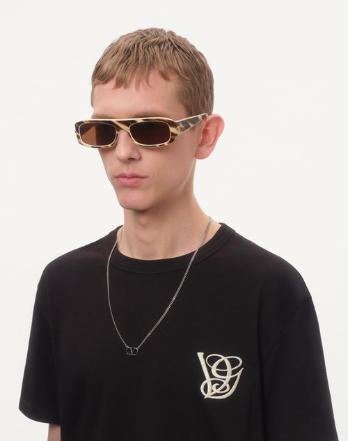 Valentino Garavani - Valentino Garavani Vlogo Signature Metal Necklace - Transparent - Man - Jewellery