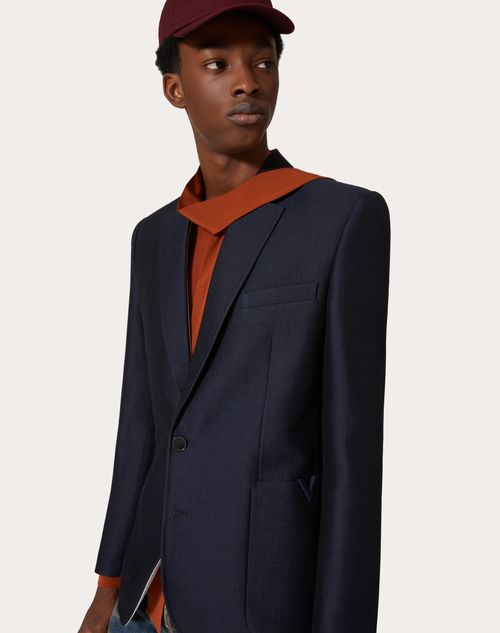 Silk navy jacket sale