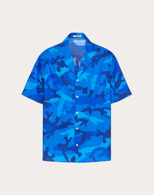 Valentino - Camouflage Print Cotton Shirt - Blue Camo - Man - Shirts