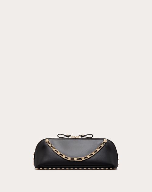 Valentino Garavani - Small Rockstud Handbag In Calfskin - Black - Woman - Clutches