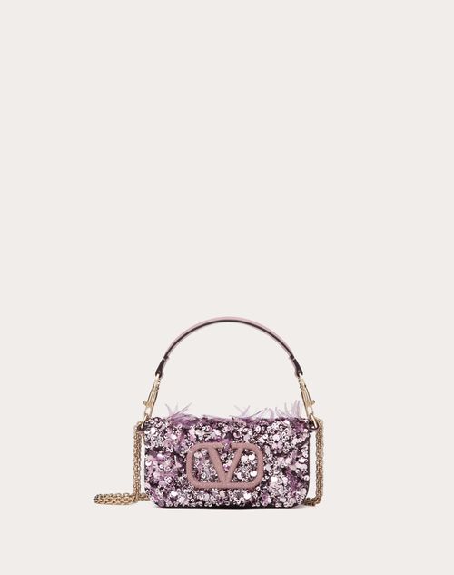Small Locò Shoulder Bag With 3d Embroidery for Woman in Pink | Valentino US