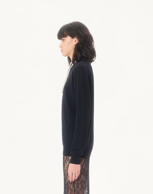 Valentino - Embroidered Wool Jumper - Black - Woman - Knitwear