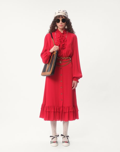 Valentino - Georgette Midi Dress - Red - Woman - New Arrivals