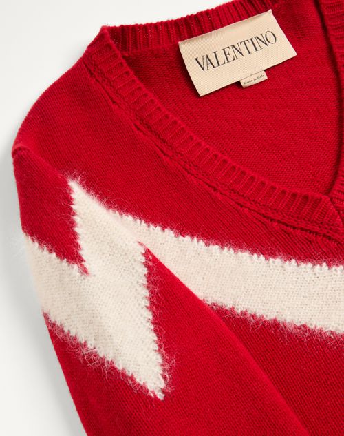 Valentino - Valentino Wool Jumper With Vlogo Bow At The Back - Paris/ivory - Man - Knitwear