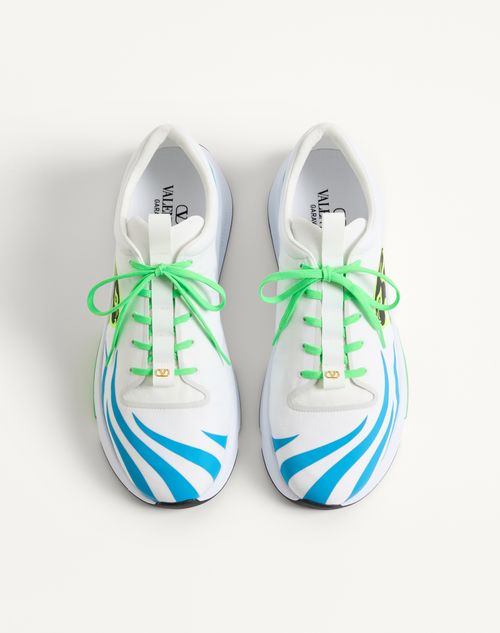 Valentino Garavani - Panther Blaze Low-top Trainer In Ripstop Fabric - White/light Blue - Man - Trainers