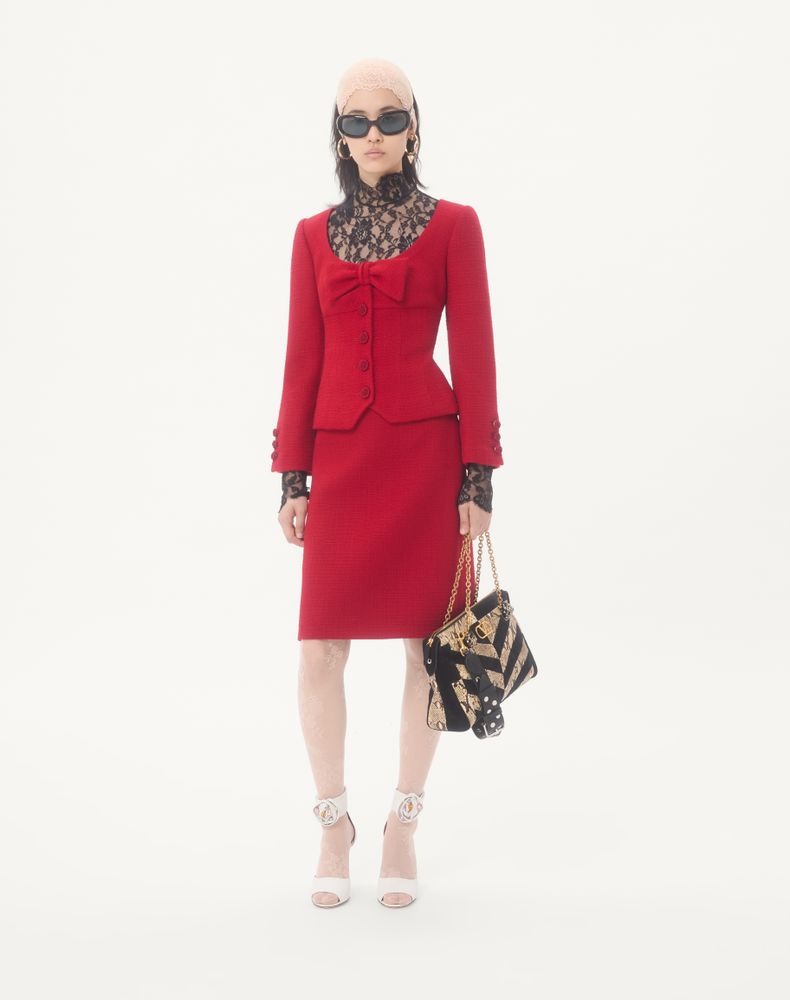 Valentino Plain Wool Tweed Midi Skirt Woman Paris 44