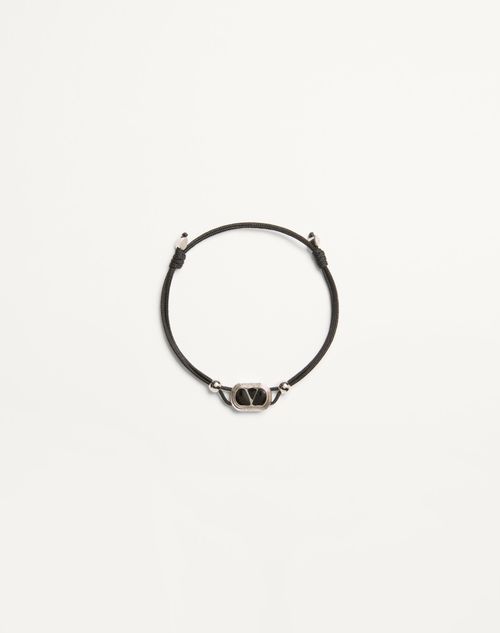 Valentino Garavani - Valentino Garavani Ovalette Cotton Bracelet - Black - Man - Jewellery