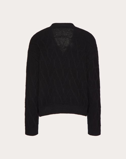 Valentino - Wool Cardigan With Toile Iconographe Pattern - Black - Man - Knitwear