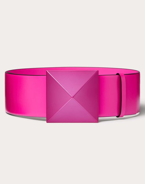 Valentino Garavani - One Stud Shiny Calfskin Belt 70mm - Pink Pp - Woman - Belts