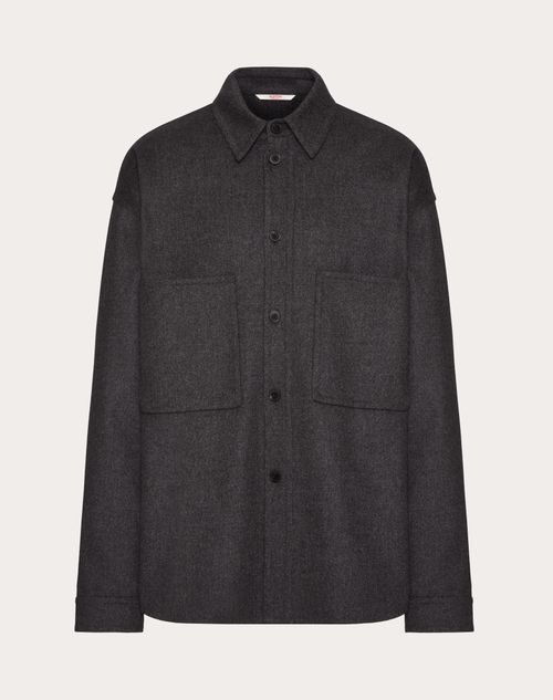 Valentino - Double Wool Felt Shirt - Grey - Man - Outerwear