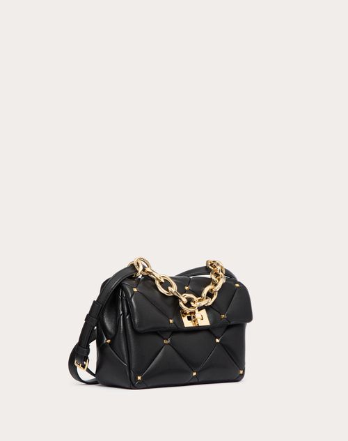 Valentino Garavani - Valentino Garavani Roman Stud Bag In Nappa Patchwork - Black - Woman - Woman Bags & Accessories Sale