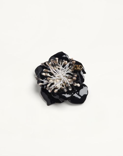 Valentino Garavani - Valentino Fleur Lumineuse Brooch In Metal, Enamel And Fabric - Gold/black/multicolor - Man - Jewelry