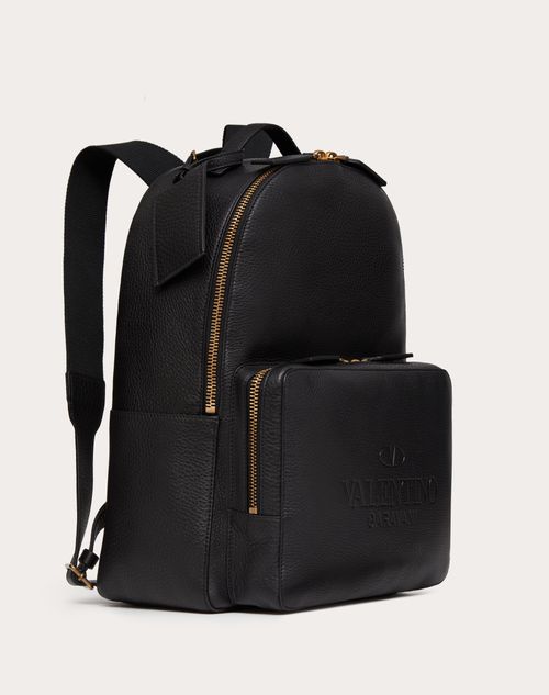 Valentino Garavani - Valentino Garavani Identity Leather Backpack - Black - Man - Man Bags & Accessories Sale