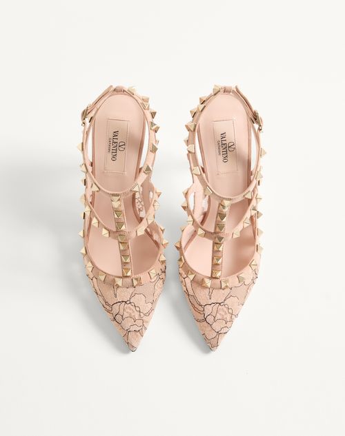 Valentino Garavani - Rockstud Lace Pump With Straps 100mm - Skin - Woman - Pumps