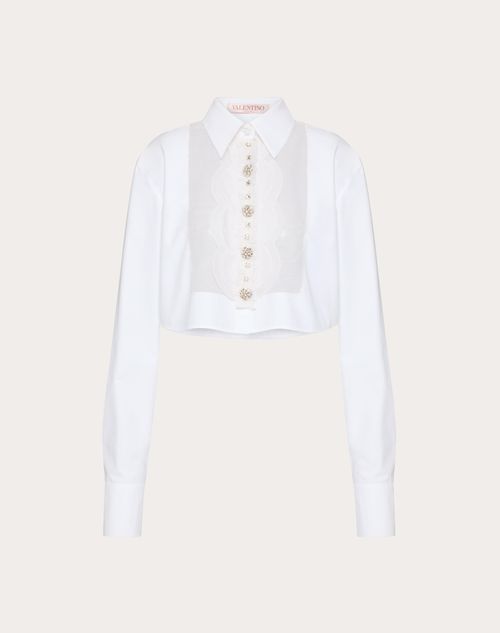 Valentino - Embroidered Compact Popeline Shirt - White - Woman - Shirts And Tops