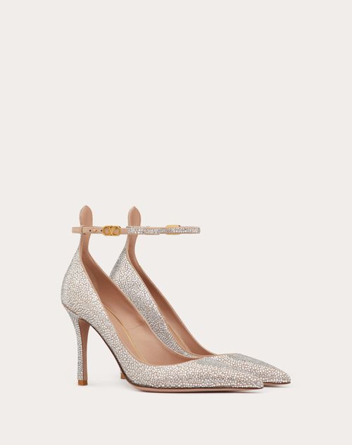 Valentino Garavani - Valentino Garavani Tan-go Pumps Mit Kristallen, 100 Mm - Crystal/rose Cannelle - Frau - Partyoutfits