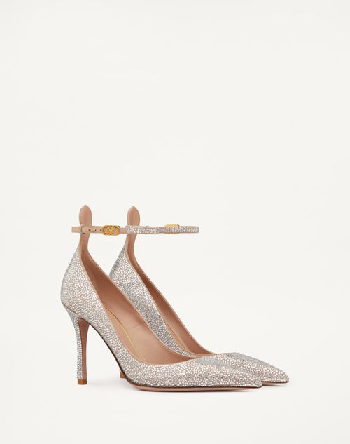 Valentino Garavani - Valentino Garavani Tan-go Pump With Crystals 100mm - Crystal/rose Cannelle - Woman - Woman Sale