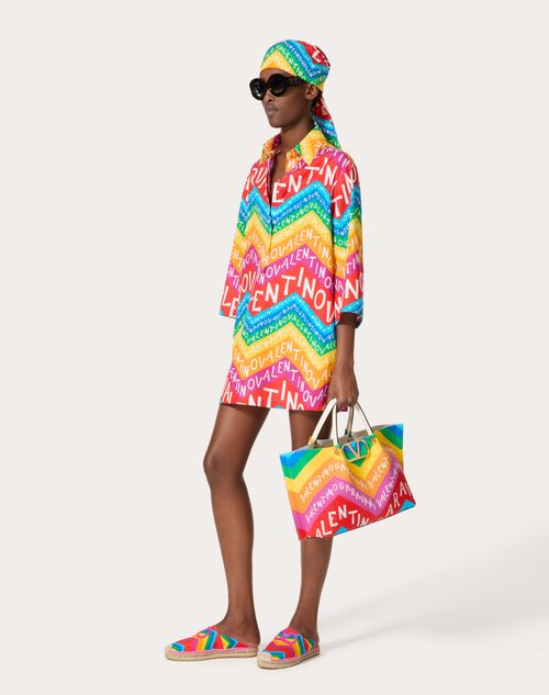 Valentino - Valentino Chevron 24 Popeline Short Dress - Multicolour - Woman - Women Valentino Escape 2024 Collection