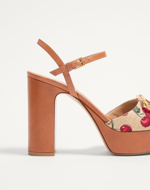 Valentino Garavani - Vlogo Signature Plateau-sandalen Mit Cherryfic-motiv 115&nbsp;mm - Natur/rot - Frau - Sandalen