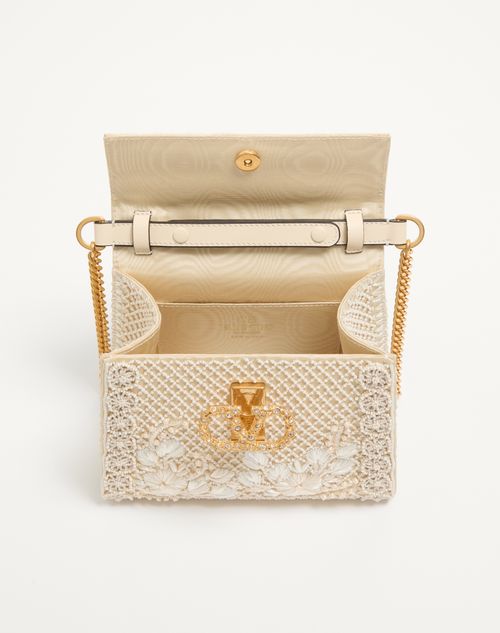 Valentino Garavani - Valentino Garavani Mini Vsling Embroidered Handbag With Jewel Logo - Butter - Woman - Top Handle Bags