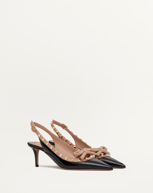 Valentino Garavani - Rockstud Bow Slingback Patent Leather Pump 60mm - Black - Woman - Shoes