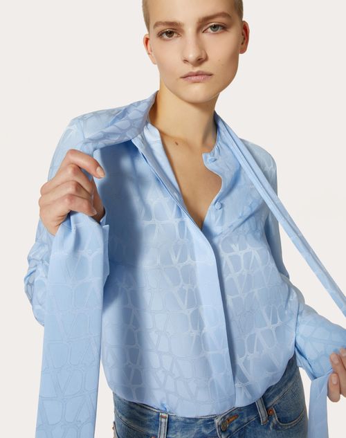 Toile Iconographe Silk Jacquard Blouse for Woman in Iris Liliac