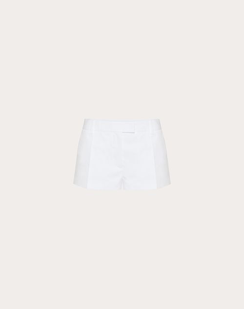 Valentino - Compact Popeline Shorts - White - Woman - Trousers And Shorts