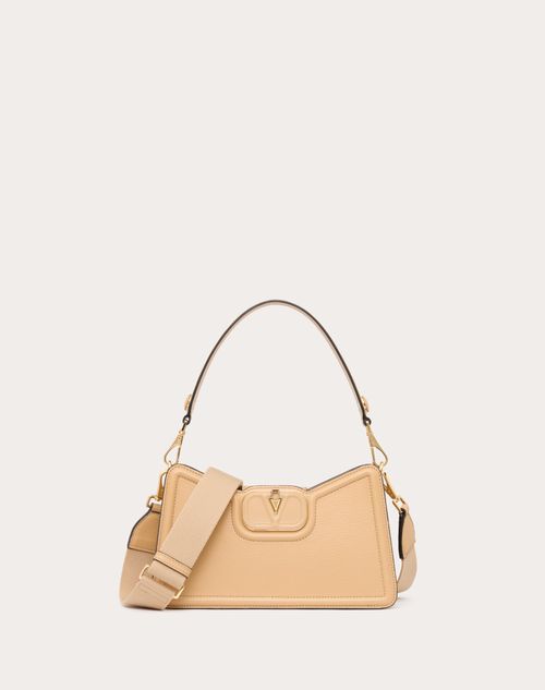 Valentino Garavani - Borsa A Spalla Vlogo Leather In Vitello Granato - Cappuccino - Donna - Saldi Borse E Accessori Donna