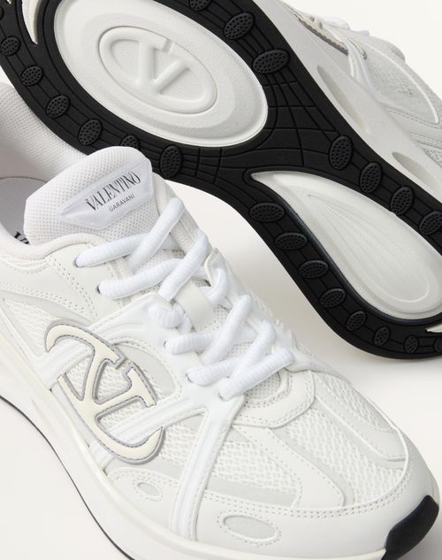 Vlogo Easyjog Calfskin And Fabric Sneaker for Woman in White Vlogo Easyjog Calfskin And Fabric Sneaker for Woman in White