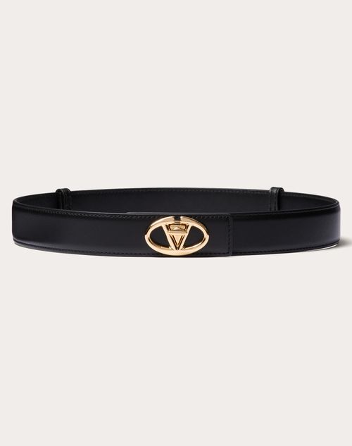 Valentino Garavani - The Bold Edition Vlogo Calfskin Belt 30 Mm - Black - Woman - Belts