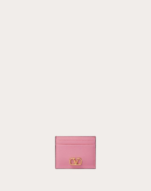 Valentino Garavani - Vlogo Signature Grainy Calfskin Cardholder - Candy Rose - Woman - Wallets And Small Leather Goods