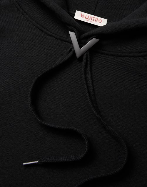 Cotton Hooded Sweatshirt With Metallic V Detail for Man in Cotton Hooded Sweatshirt With Metallic V Detail for Man in