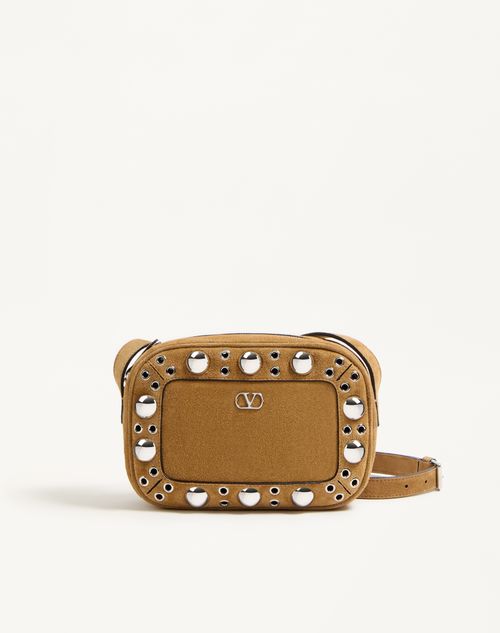 Valentino Garavani - Sac Porté Épaule Valentino Garavani Nellcôte En Daim - Havana Beige - Femme - Sacs Porté Épaule